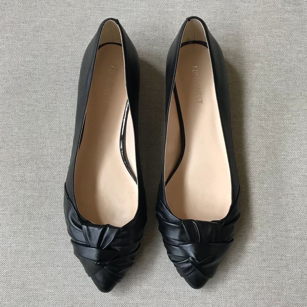 Brand new black leather Nine West flats